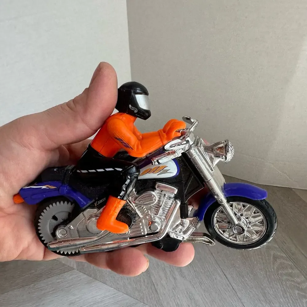 Hot Wheels V Twin Motorcycle Orange Blue Kickstand